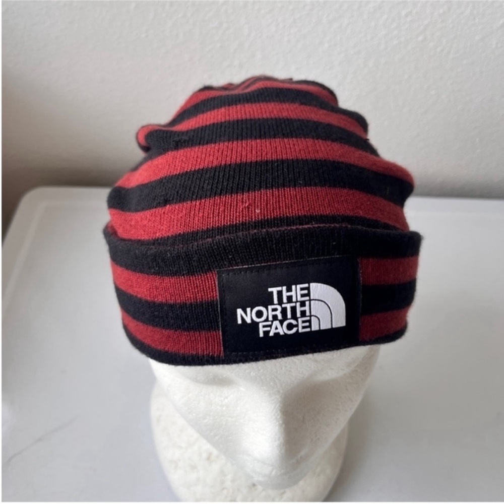 The North Face Red and Black Striped Beanie - Picture 3 of 4